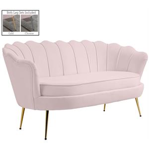 meridian furniture gardenia pink velvet loveseat