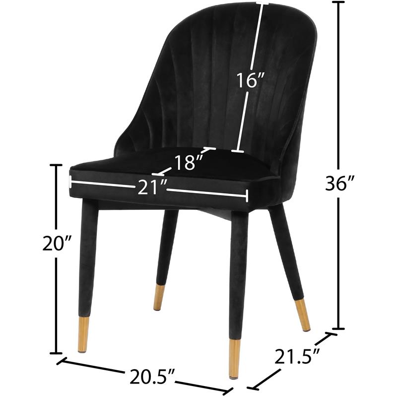 Meridian Furniture Belle Black Velvet Dining Chair (Set of 2)