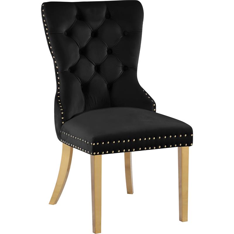 carmen black velvet dining chair