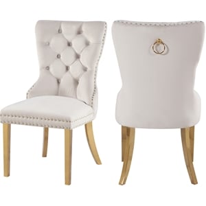 Meridian Furniture Carmen Cream Velvet Dining Chairs (Set of 2)
