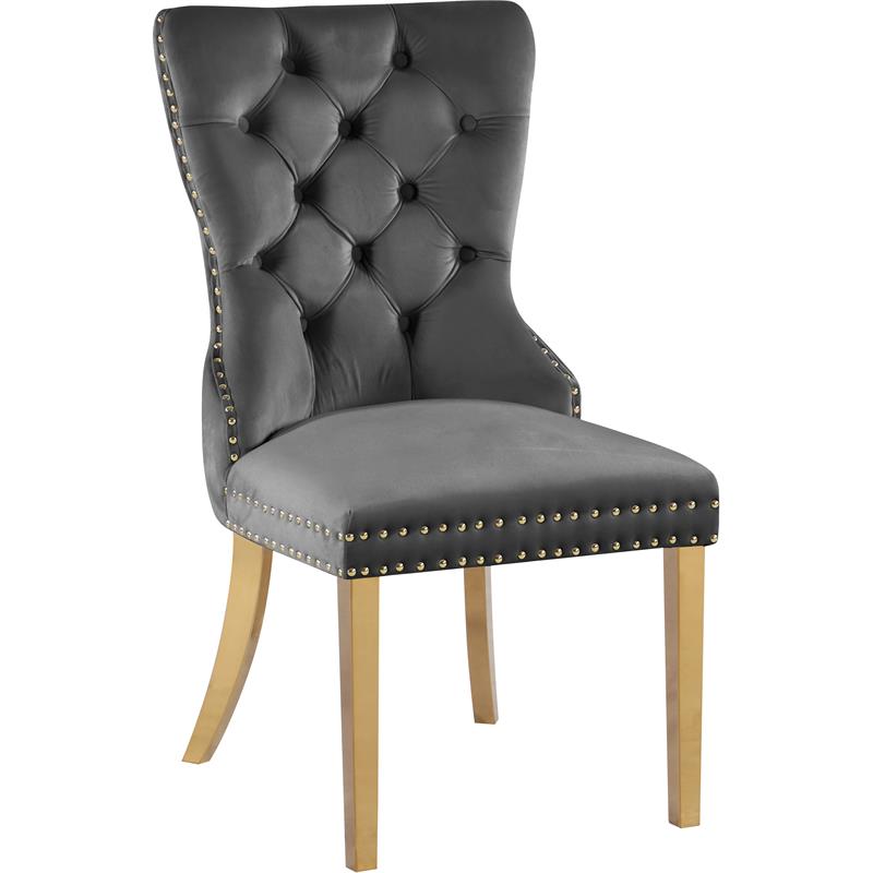 Meridian Furniture Carmen Grey Velvet Dining Chairs (Set of 2)