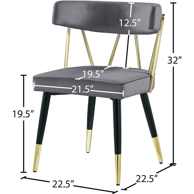 Meridian Furniture Rheingold Grey Velvet Dining Chair (Set of 2)