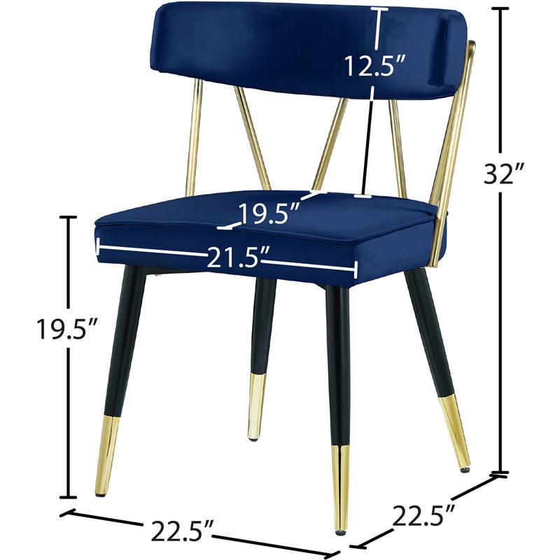 Meridian Furniture Rheingold Navy Velvet Dining Chair (Set of 2)
