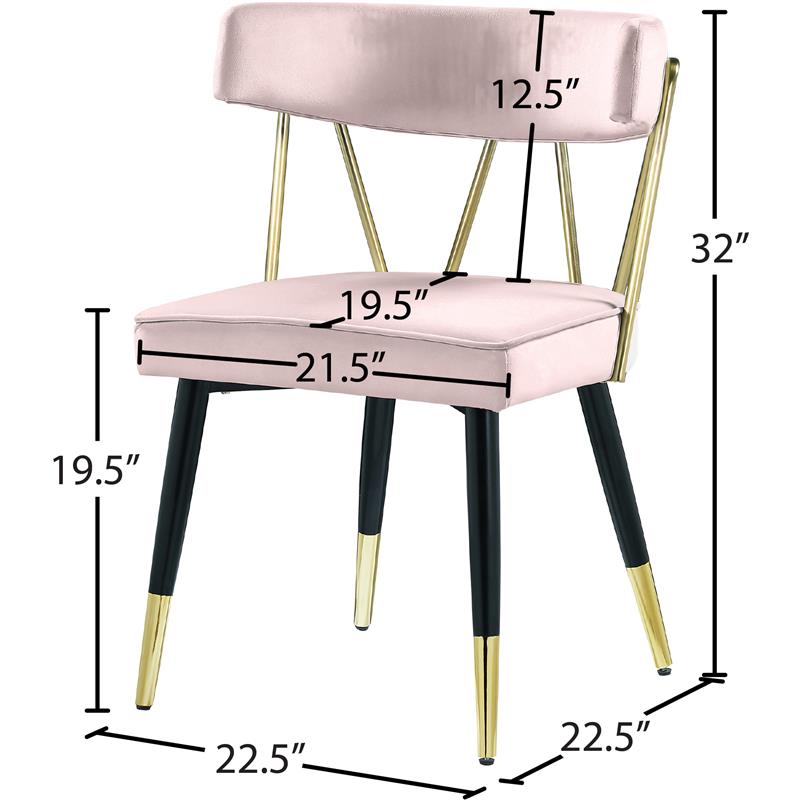 Meridian Furniture Rheingold Pink Velvet Dining Chair (Set of 2)