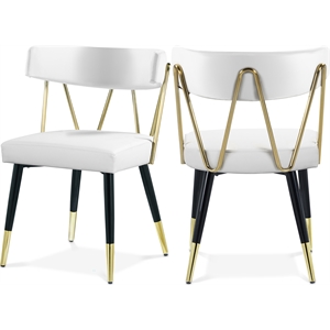 meridian furniture rheingold white vegan leather dining chair (set of 2)