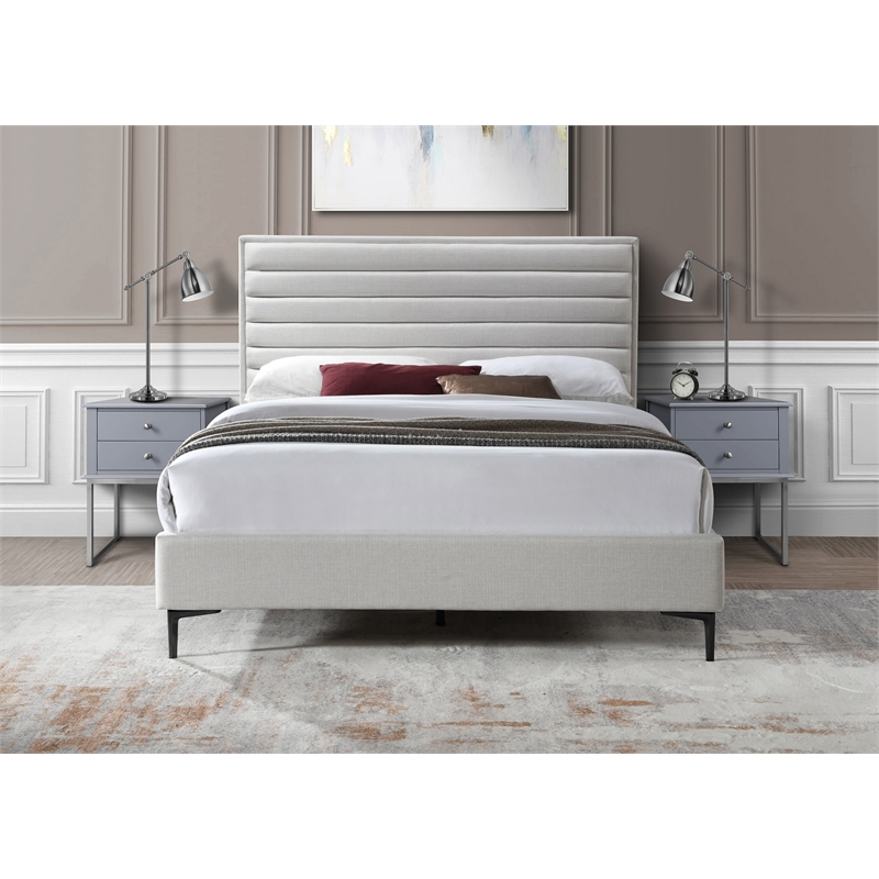 Meridian Furniture Hunter Cream Linen Queen Bed