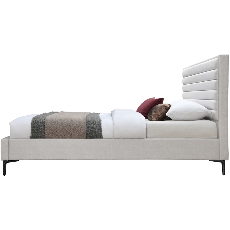 Meridian Furniture Hunter Cream Linen Queen Bed