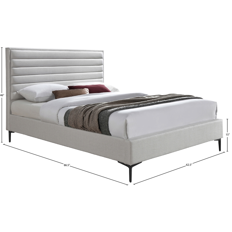 Meridian Furniture Hunter Cream Linen Queen Bed