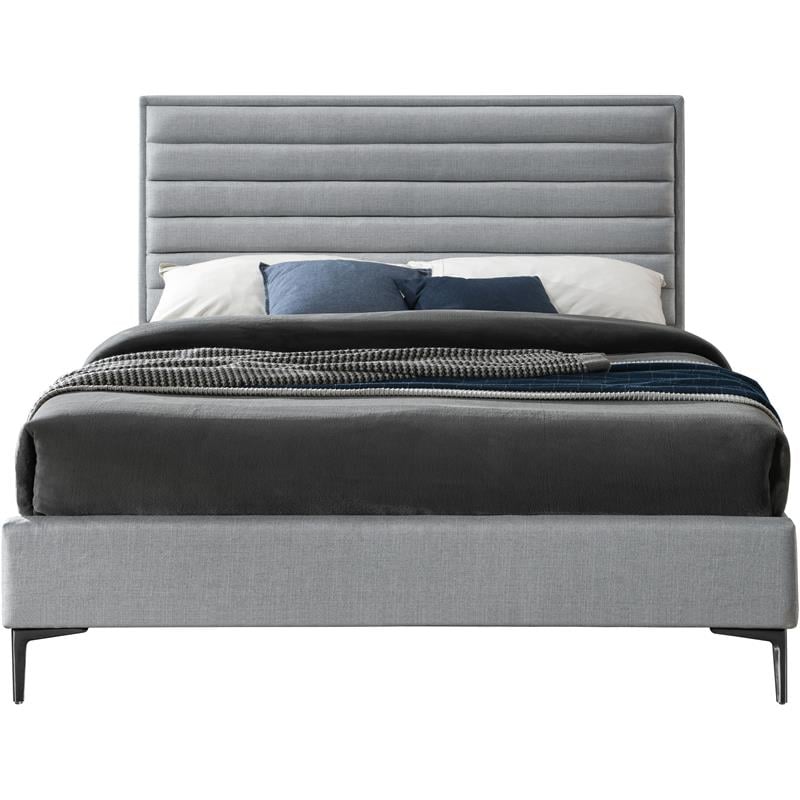Meridian Furniture Hunter Grey Linen Full Bed