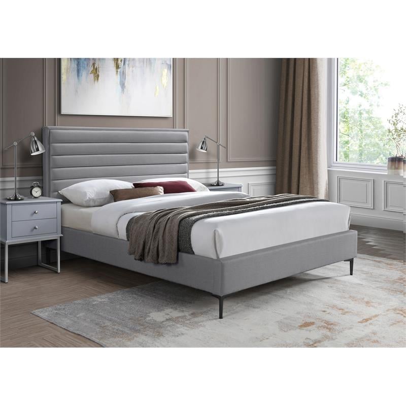 Meridian Furniture Hunter Grey Linen Queen Bed