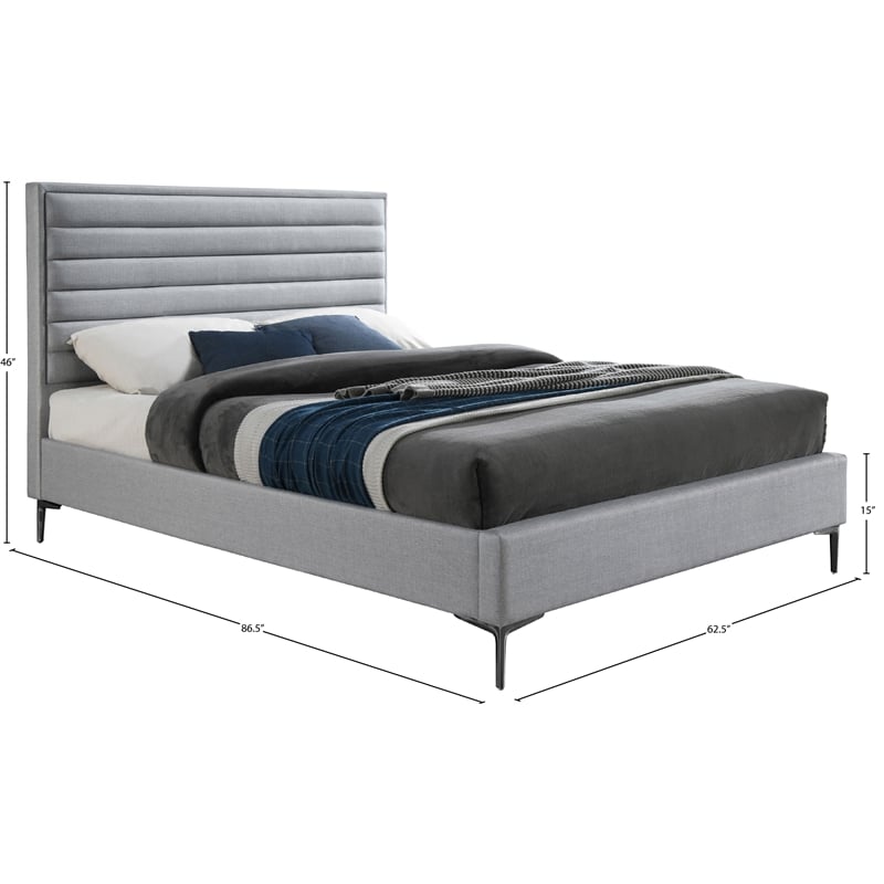 Meridian Furniture Hunter Grey Linen Queen Bed