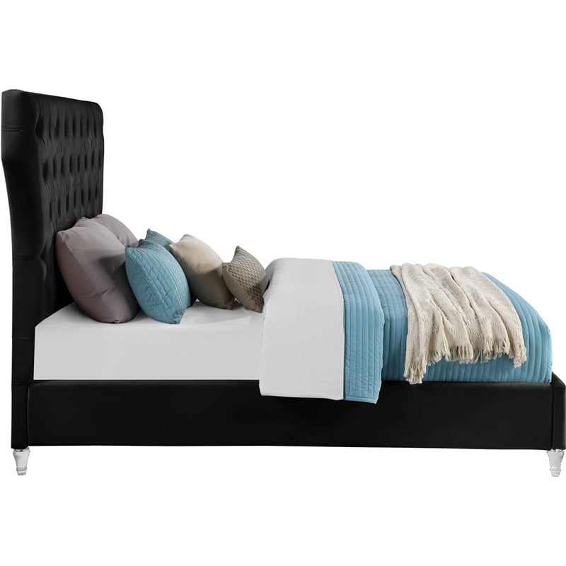 Meridian Furniture Kira Black Velvet King Bed