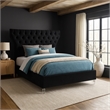 Meridian Furniture Kira Black Velvet Queen Bed