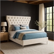 Meridian Furniture Kira Cream Velvet Queen Bed