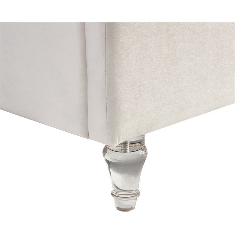 Meridian Furniture Kira Cream Velvet Queen Bed