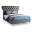 Meridian Furniture Kira Grey Velvet Queen Bed