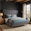 Meridian Furniture Kira Grey Velvet Queen Bed