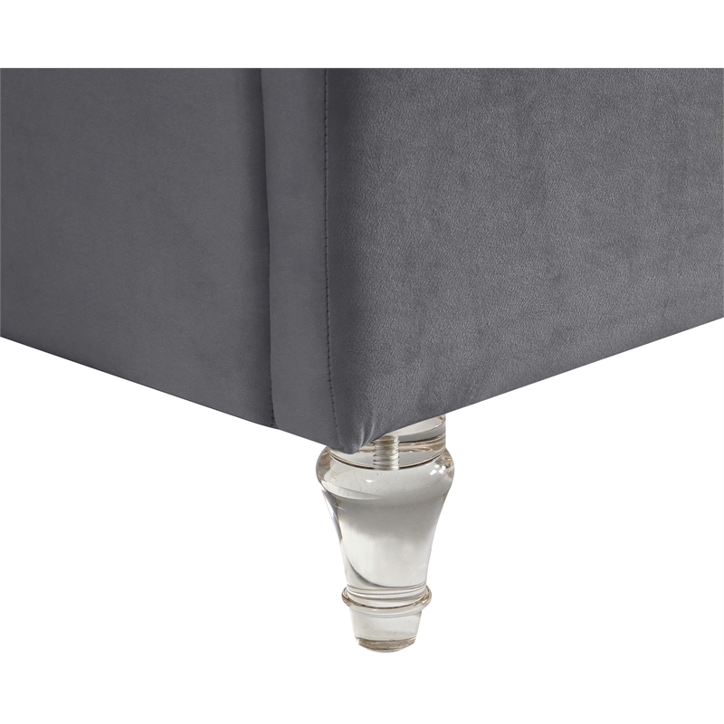 Meridian Furniture Kira Grey Velvet Queen Bed