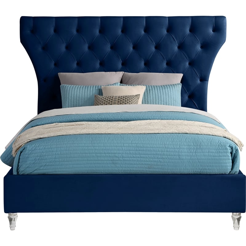 Meridian Furniture Kira Navy Velvet King Bed