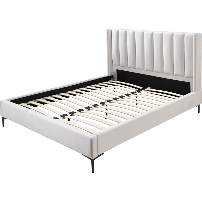 Meridian Furniture Nadia Cream Velvet Full Bed