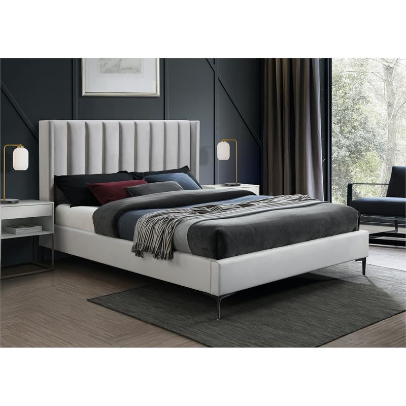 Meridian Furniture Nadia Cream Velvet King Bed