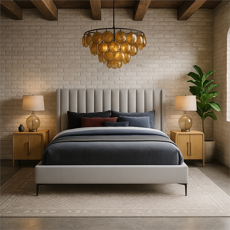 Meridian Furniture Nadia Cream Velvet King Bed