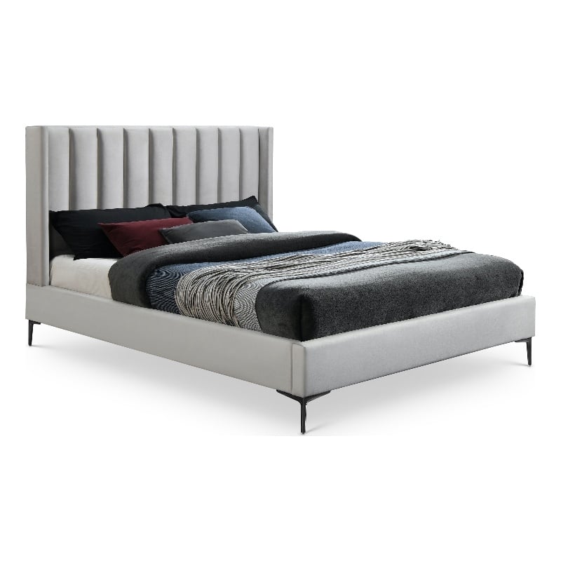 Meridian Furniture Nadia Cream Velvet Queen Bed