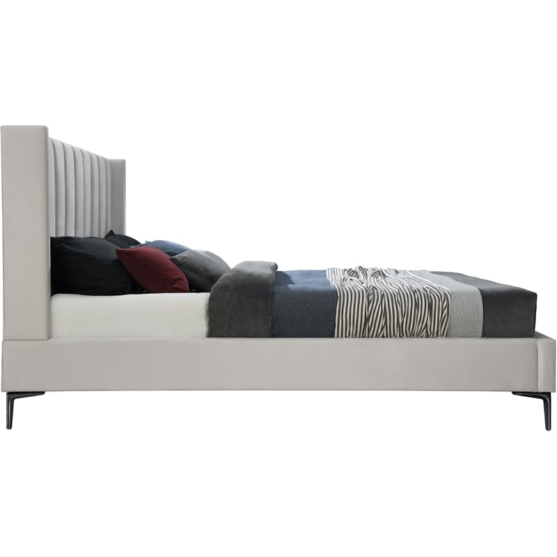 Meridian Furniture Nadia Cream Velvet Queen Bed