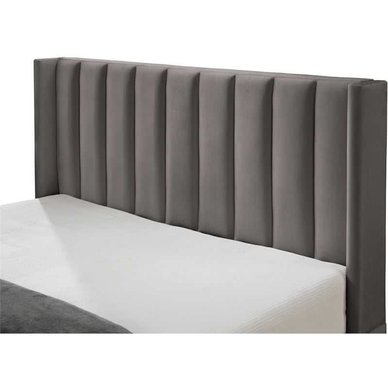Meridian Furniture Nadia Grey Velvet Full Bed