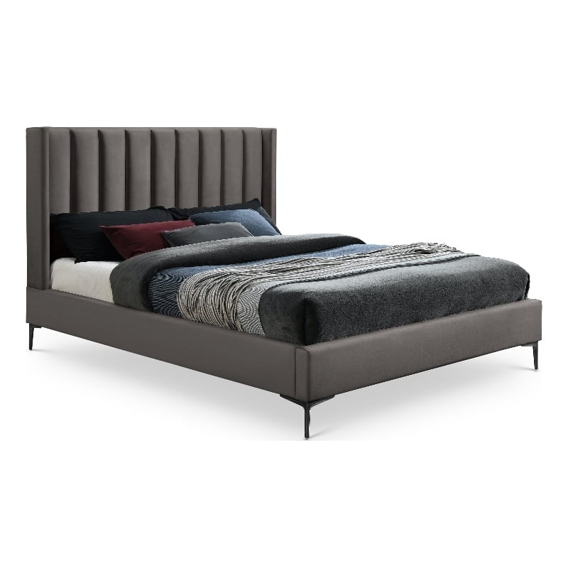 Meridian Furniture Nadia Grey Velvet King Bed