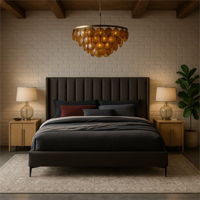 Meridian Furniture Nadia Grey Velvet King Bed