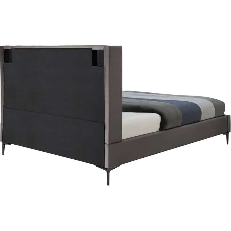 Meridian Furniture Nadia Grey Velvet King Bed