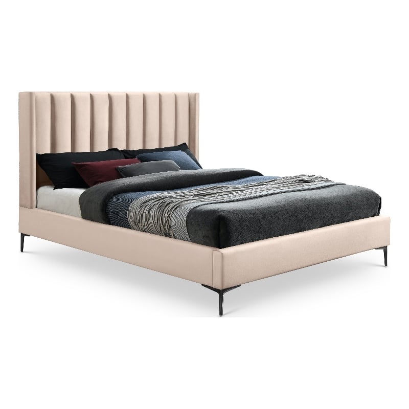 Meridian Furniture Nadia Pink Velvet Full Bed