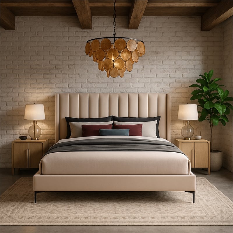 Meridian Furniture Nadia Pink Velvet King Bed