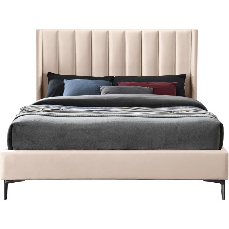 Meridian Furniture Nadia Pink Velvet King Bed