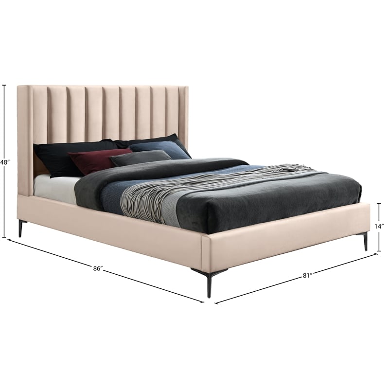 Meridian Furniture Nadia Pink Velvet King Bed