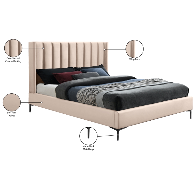 Meridian Furniture Nadia Velvet Queen Bed