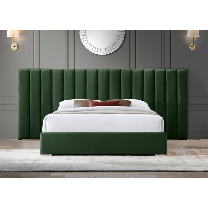 Meridian Furniture Pablo Green Velvet Queen Bed