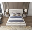 Meridian Furniture Revel Cream Velvet King Bed
