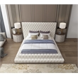 Meridian Furniture Revel Cream Velvet Queen Bed