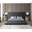 Meridian Furniture Revel Grey Velvet King Bed