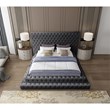 Meridian Furniture Revel Grey Velvet Queen Bed