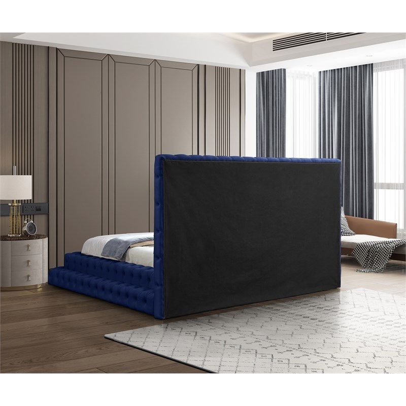 Meridian Furniture Revel Navy Velvet King Bed