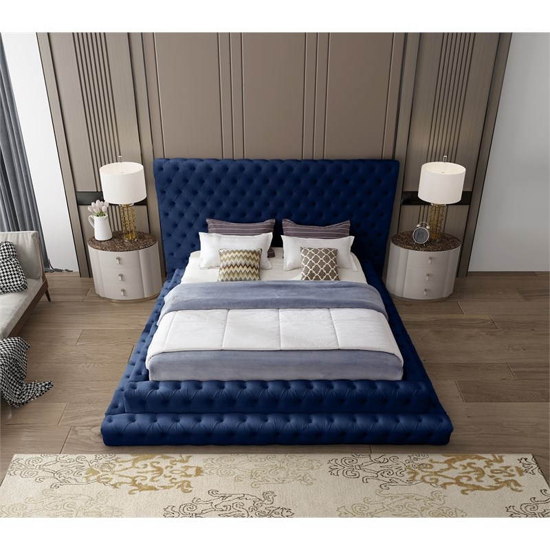 Meridian Furniture Revel Navy Velvet King Bed