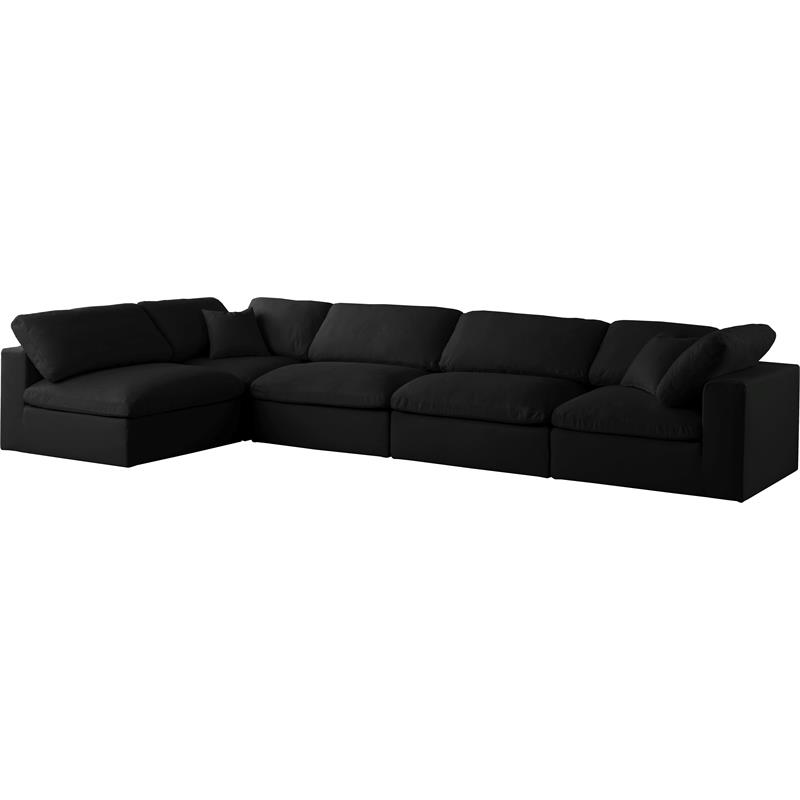 Meridian Furniture Plush Black Velvet Standard Modular Sectional