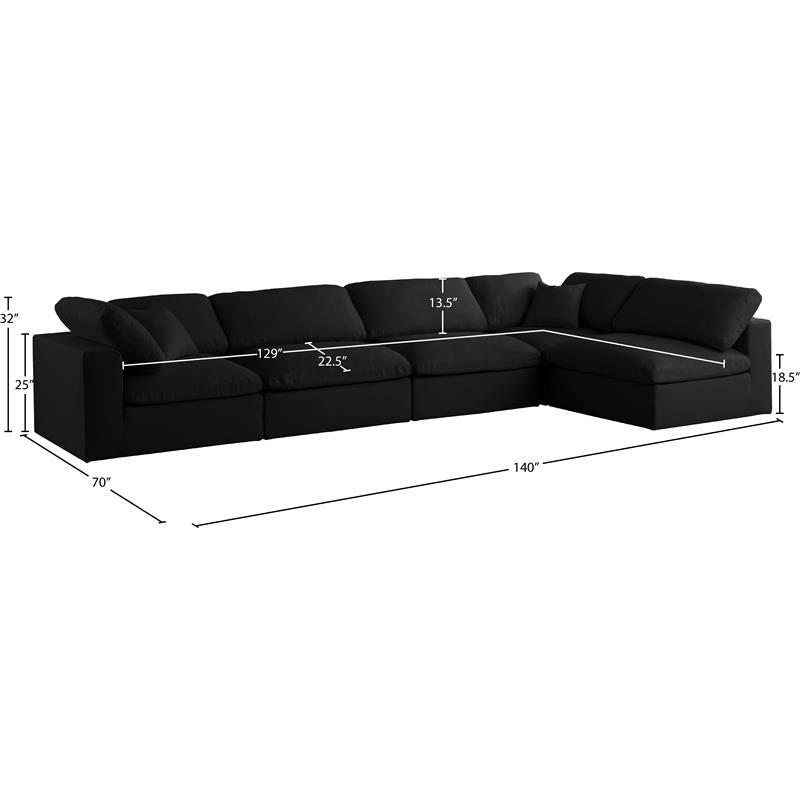 Meridian Furniture Plush Black Velvet Standard Modular Sectional