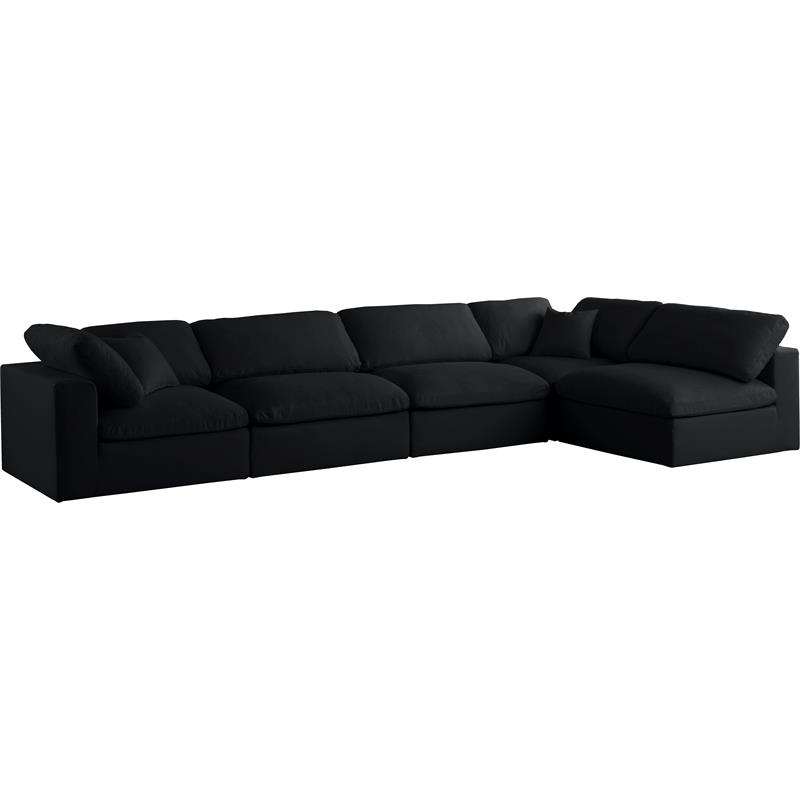 Meridian Furniture Plush Black Velvet Standard Modular Sectional