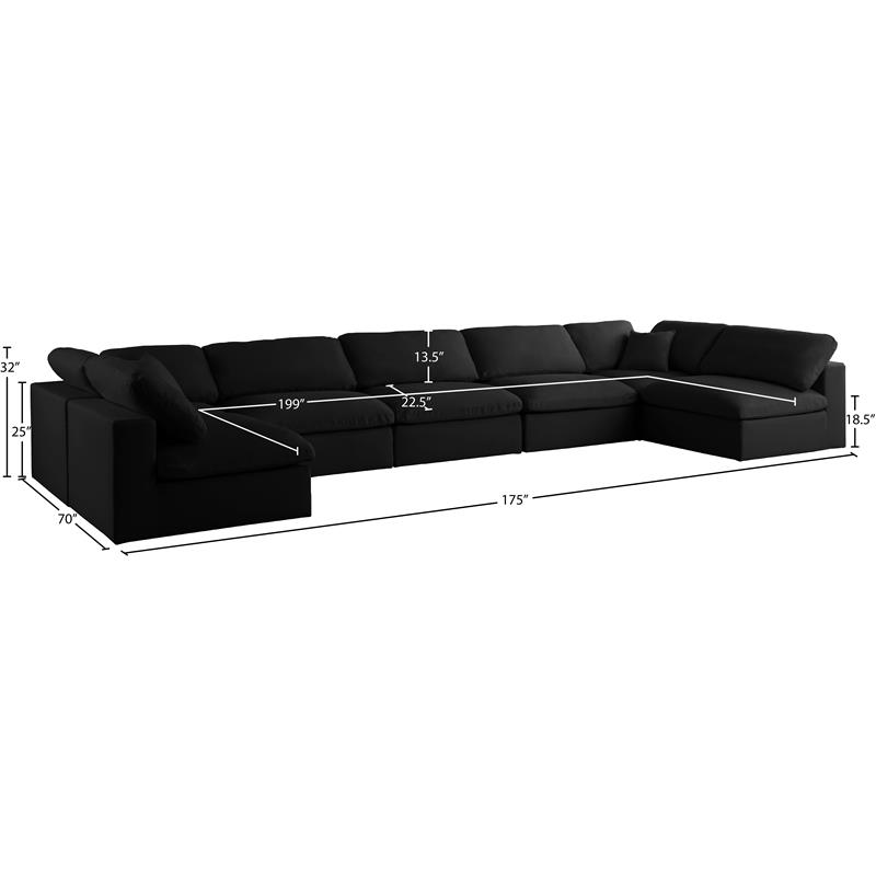 Meridian Furniture Plush Black Velvet Standard Modular Sectional