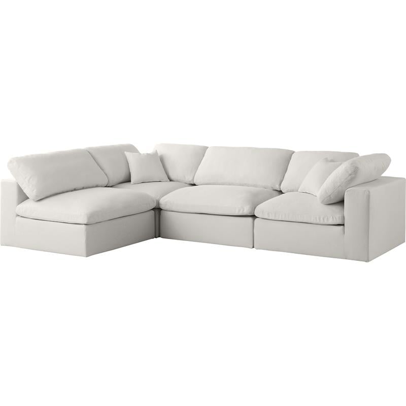 Meridian Furniture Plush Velvet Standard Modular Sectional w/Pillows in Cream