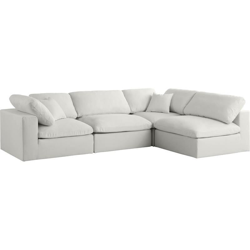 Meridian Furniture Plush Velvet Standard Modular Sectional w/Pillows in Cream